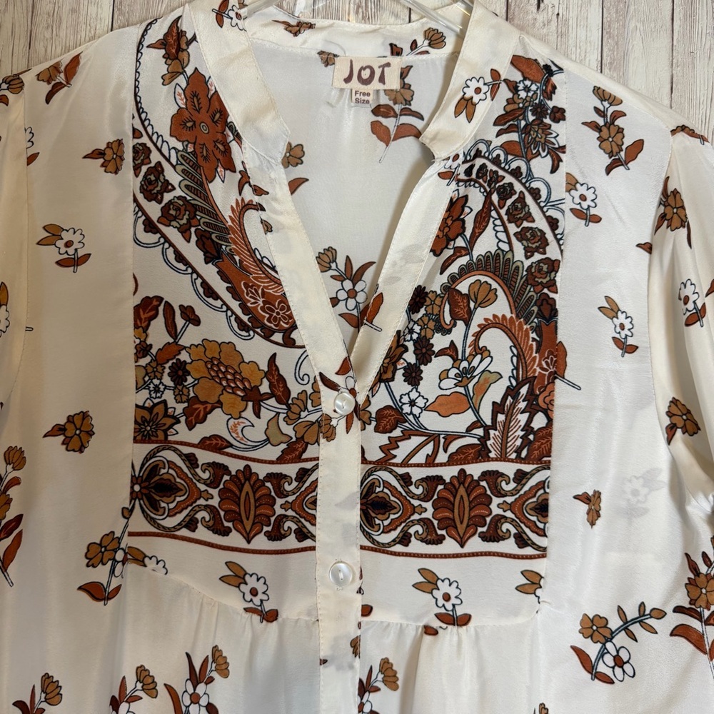 Jot Silk Boho Floral Tiered Free Size Dress Crochet Trim - Picture 3 of 9